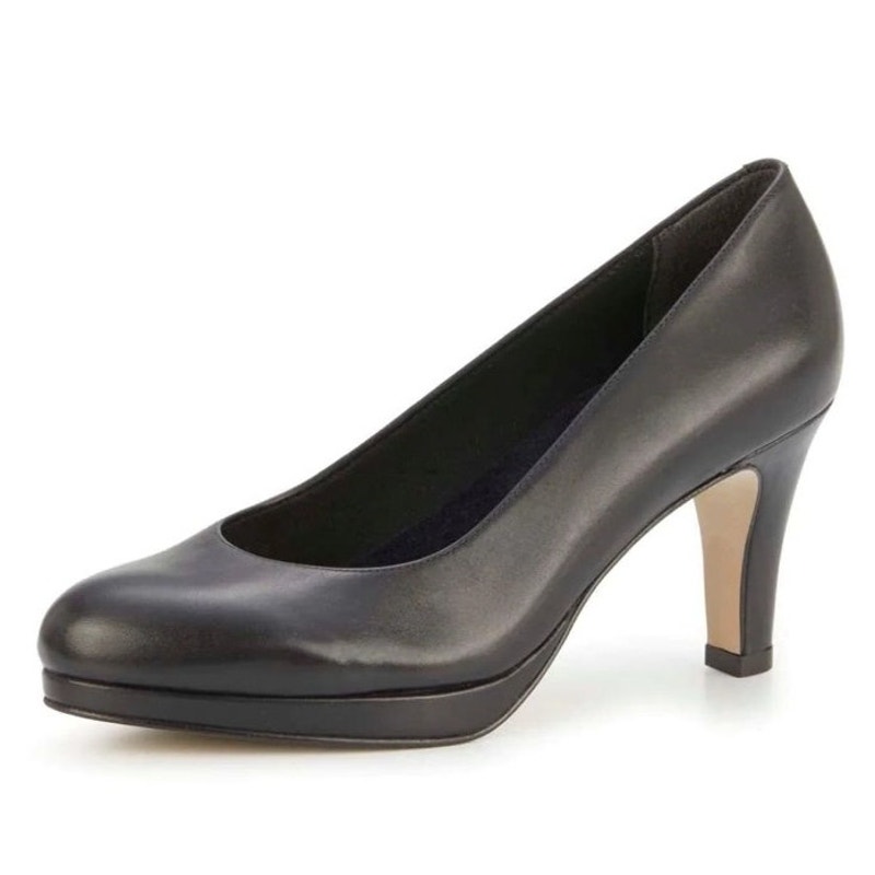 WALKING CRADLES Women's Payton Heel Pump 10.5 WIDE Black Cashmere Leather NIB