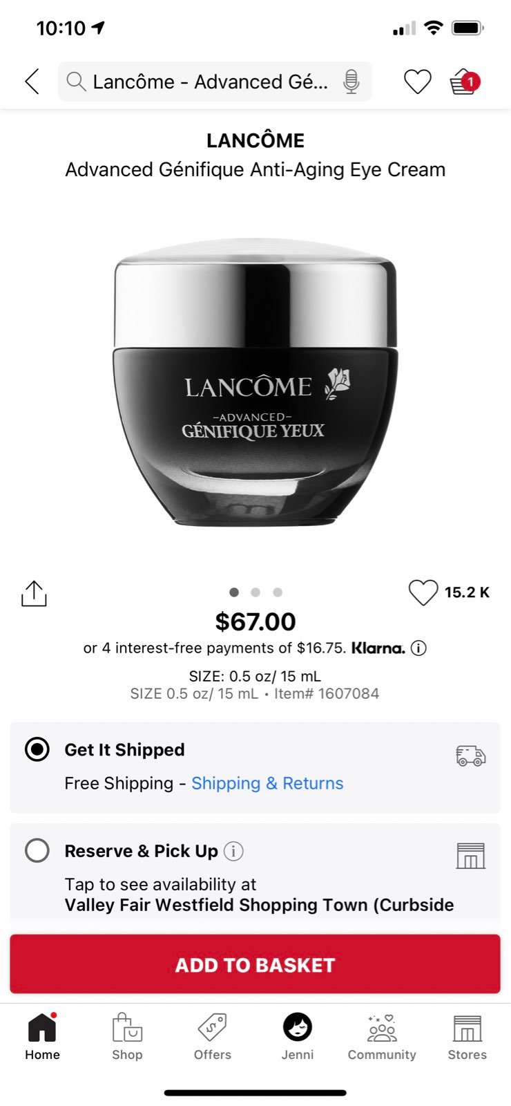 Lancome genifique anti-aging eye cream