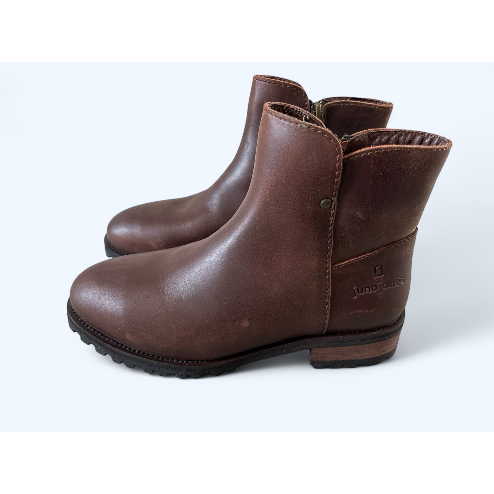 NEW Juno Jones Women's Leather Meti Work Boot Espresso Steel Toe size 7.5 M 249