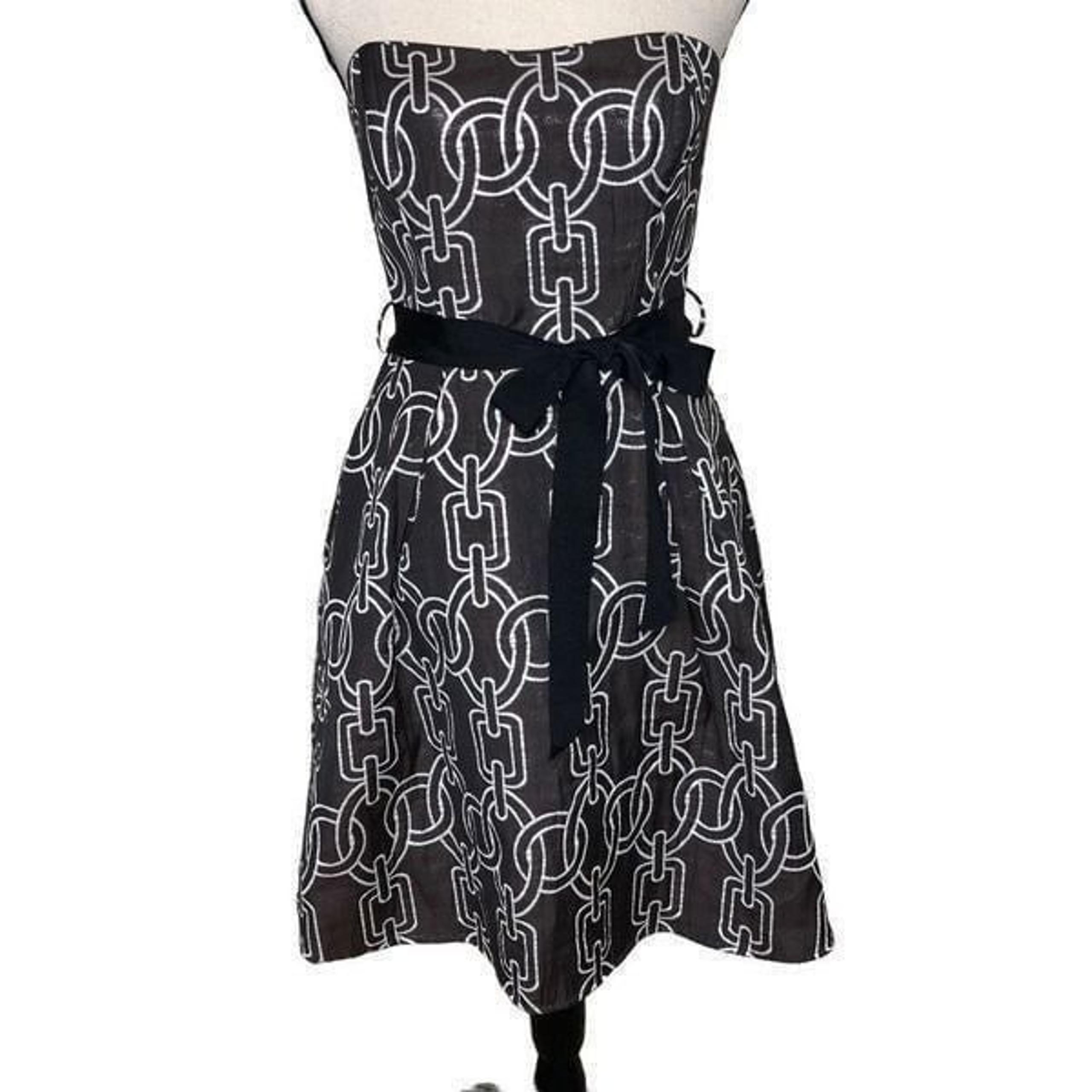 Corey Lynn Calter Anthropologie Dark Brown and Silver Strapless Dress