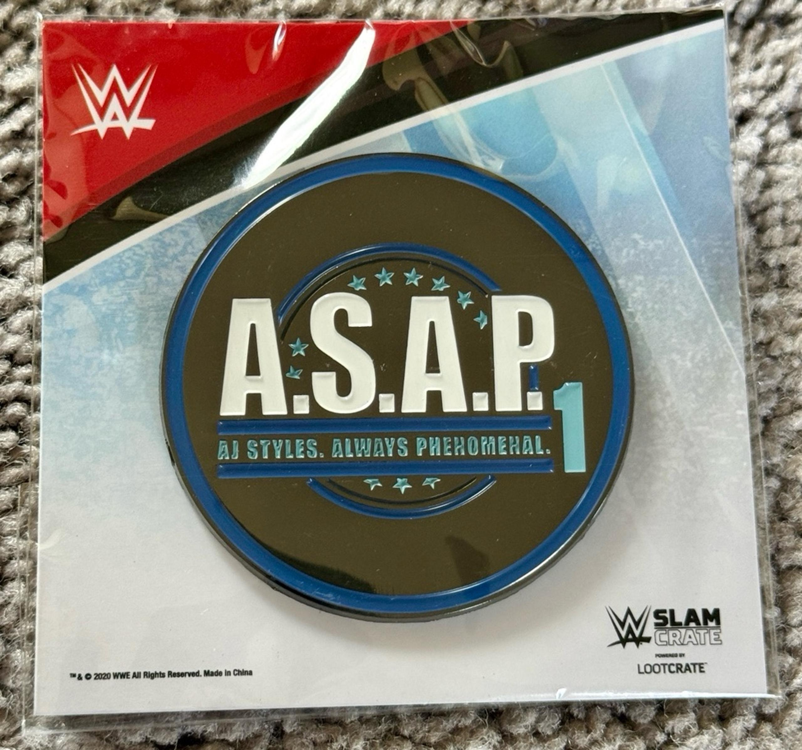 AJ Styles A.S.A.P. WWE Slam Crate/Loot Crate Exclusive Pin NIB