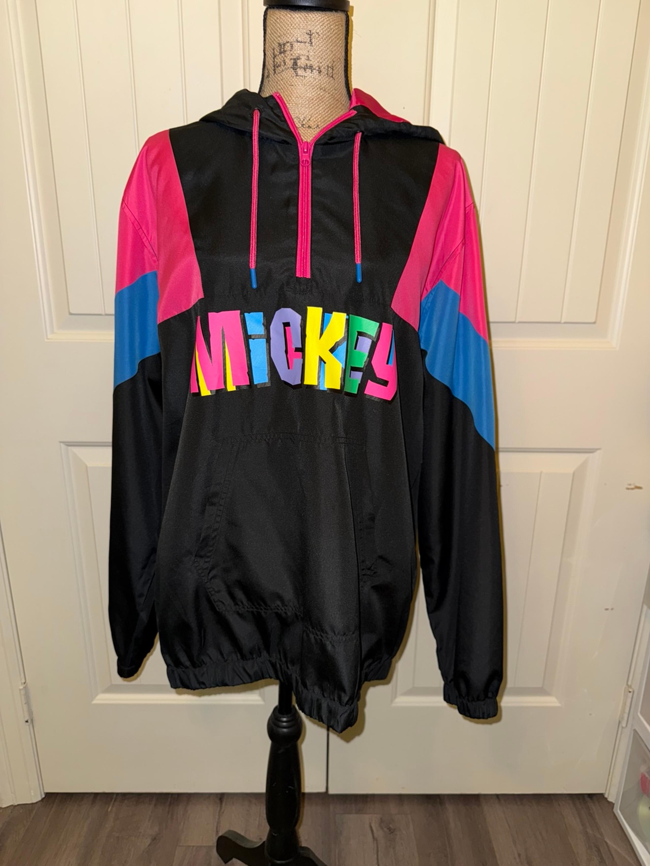 Disney Large Mickey Mouse Color Block Pullover Windbreaker Jacket Size