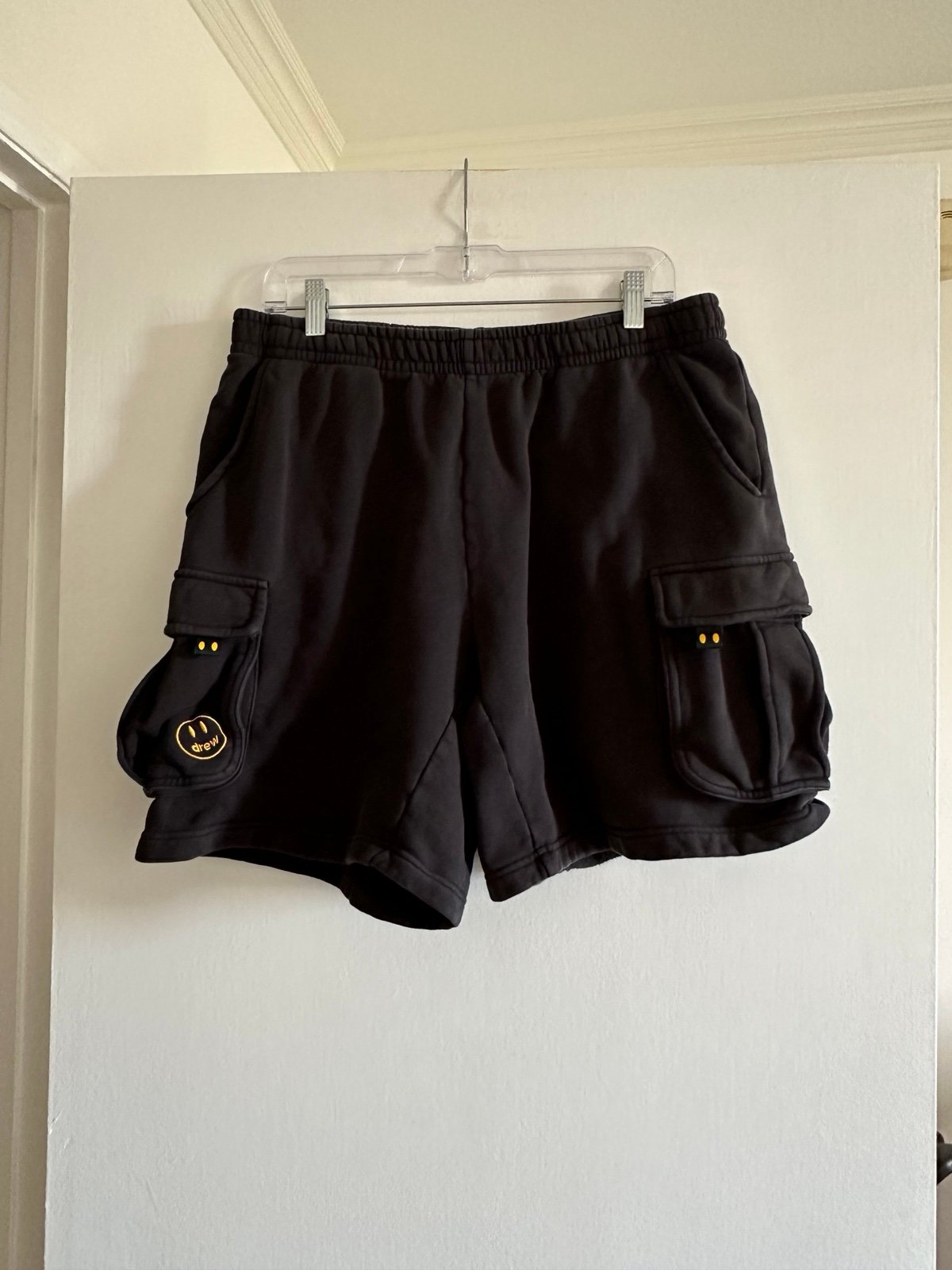Drew House Justin Bieber Black Cargo Pockets Sweat Shorts size XL EUC