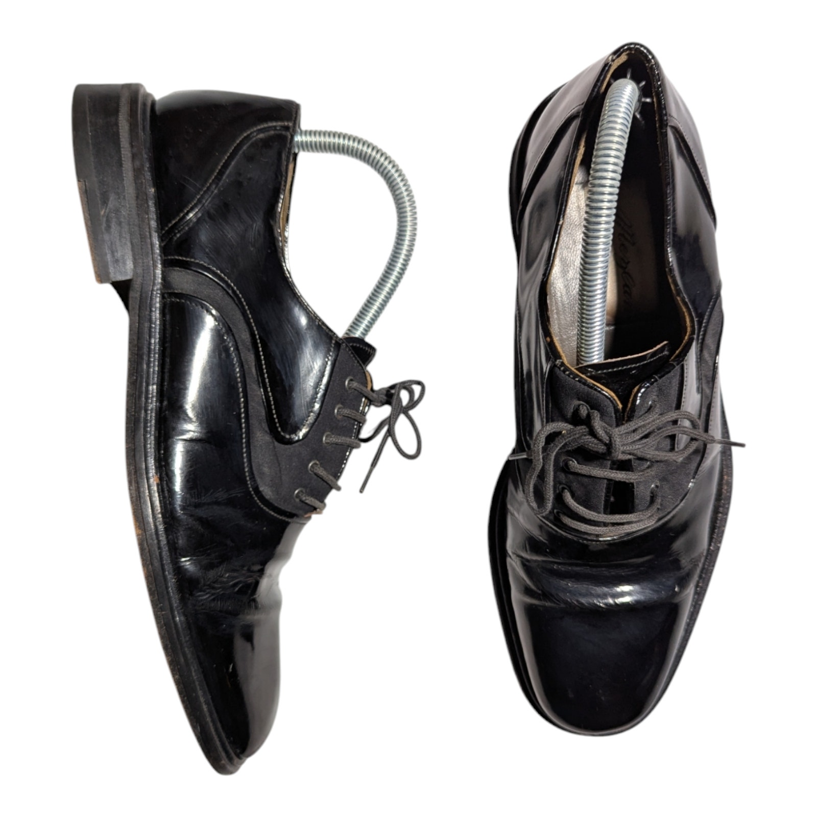 Mezlan Opera Black Patent Leather Almond Toe Lace Up Oxford Dress Shoes Men Sz 8