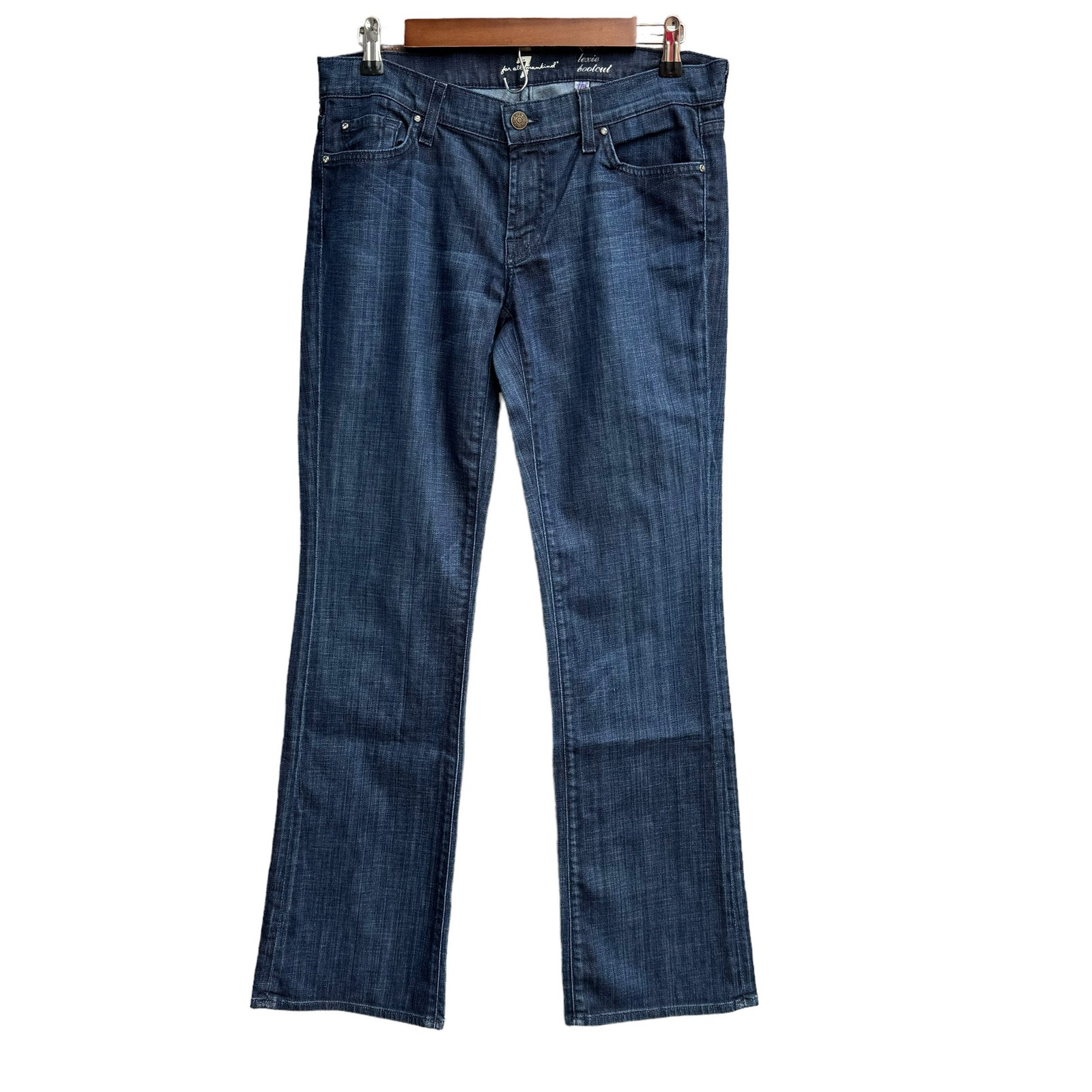 For All Mankind Lexie Women Dark Wash Denim Low Rise Petite Bootcut Jeans 30