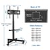 Modern Rolling TV Stand Mobile TV Cart for 32 to 60 inch Flat Panel TVs, Black