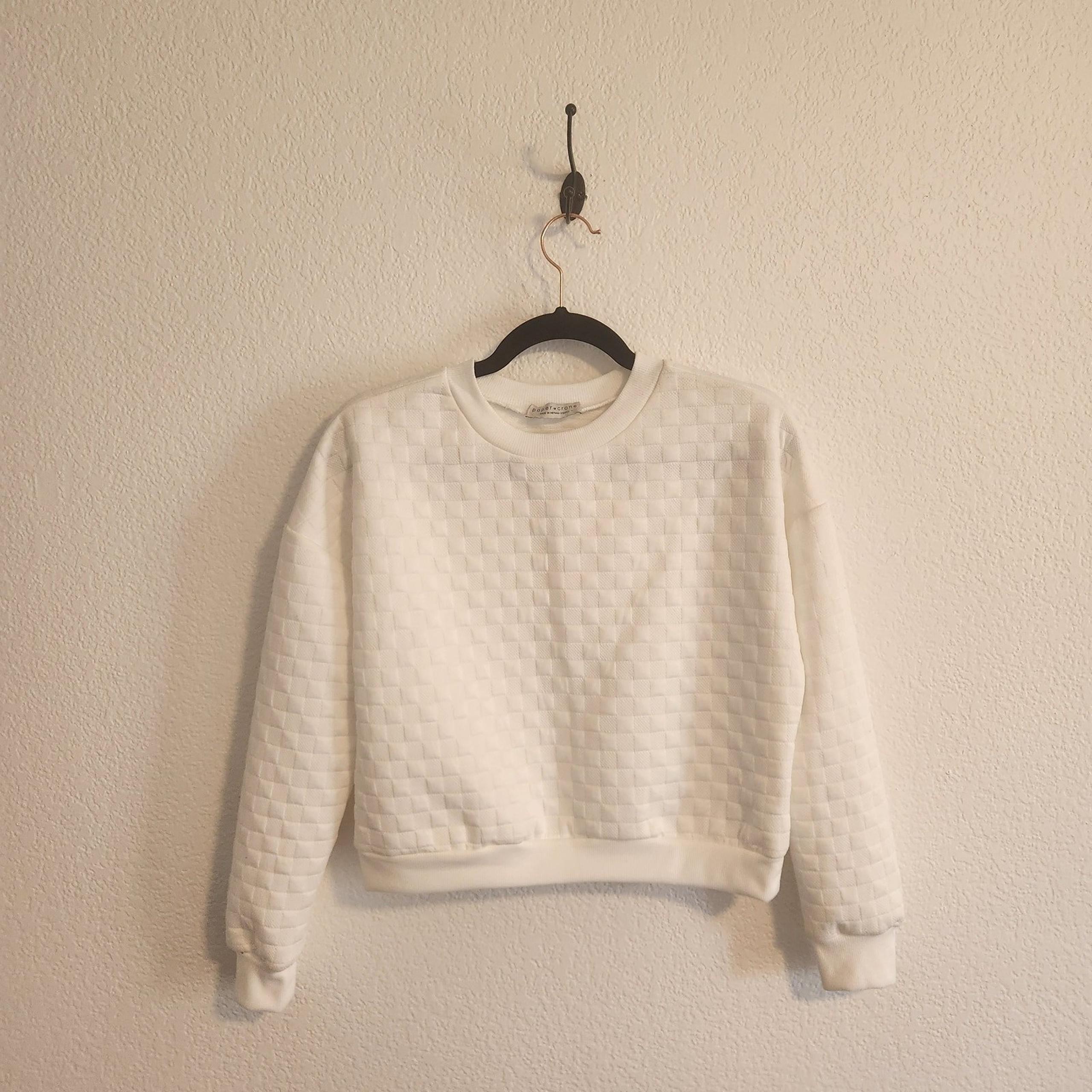Paper Crane Women's XS White Quilted Long Sleeve Sweater New