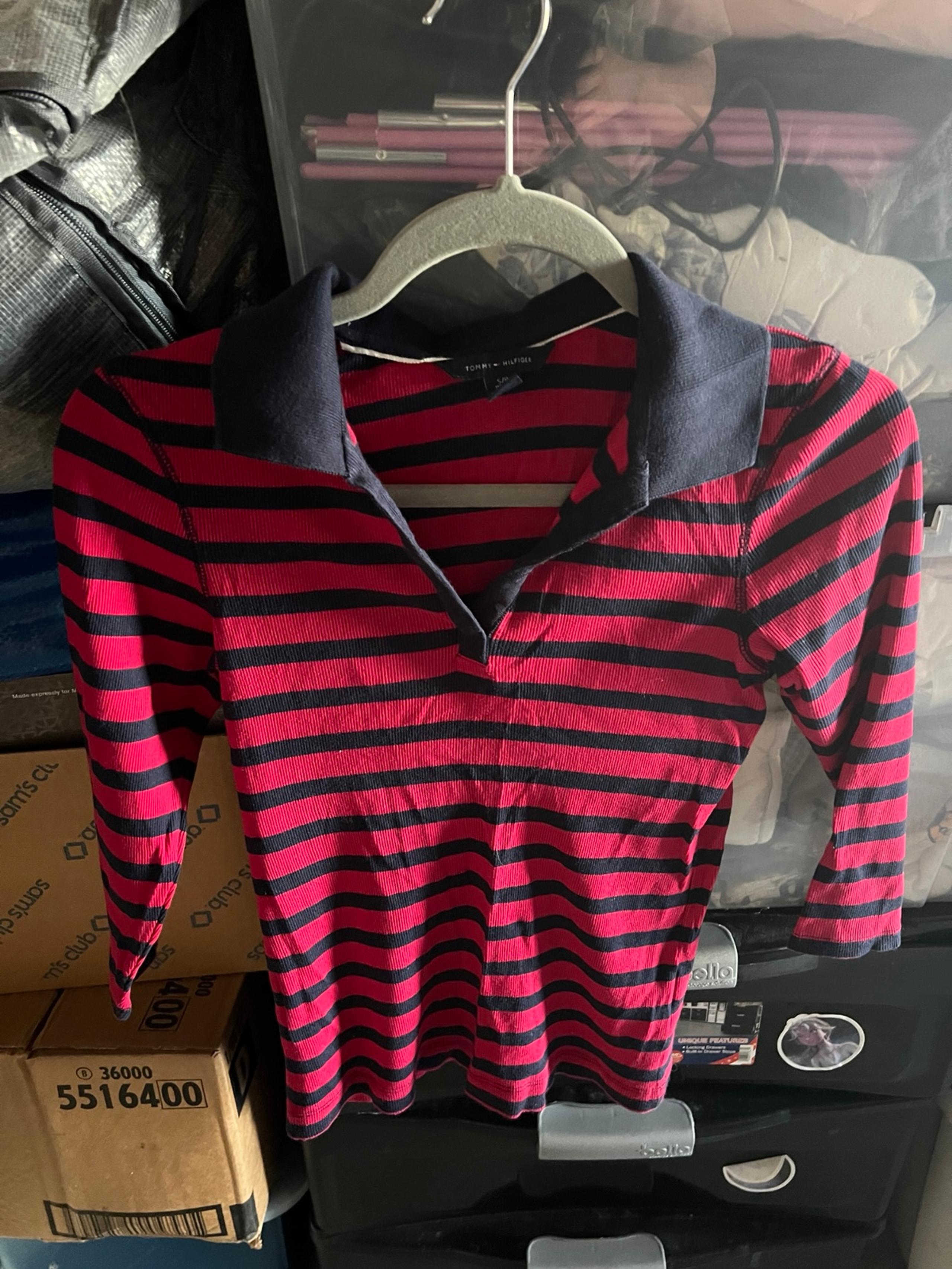 Red and Black Striped Polo T-Shirt