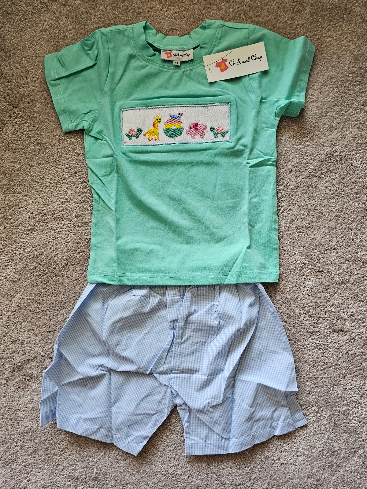 Brand New Toddler Boy Noah's Ark Church Smocked Short Sweet, 4T