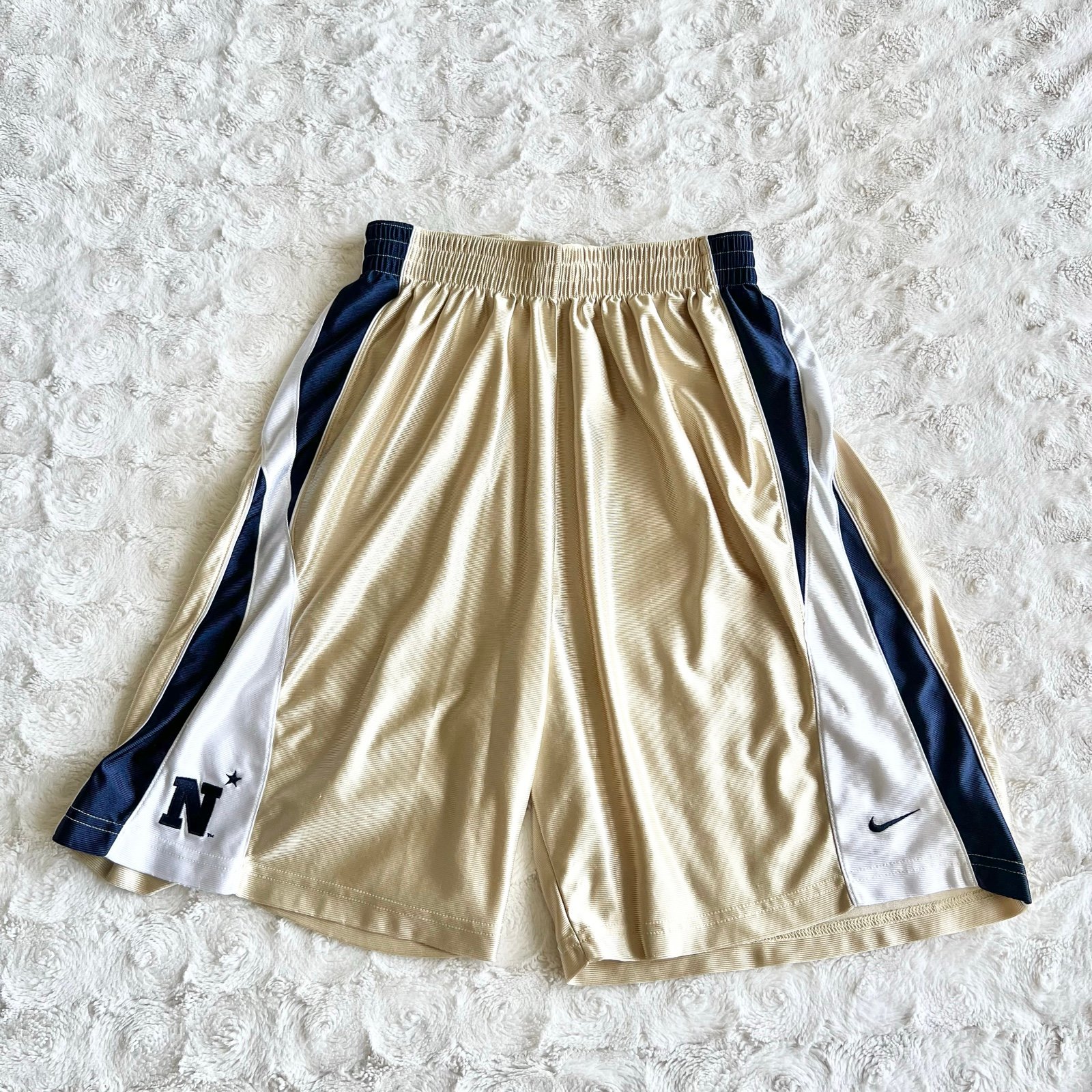 Vtg Nike Shorts Mens Medium Gold Dazzle Shiny Loose Baggy Naval Academy USNA 90s