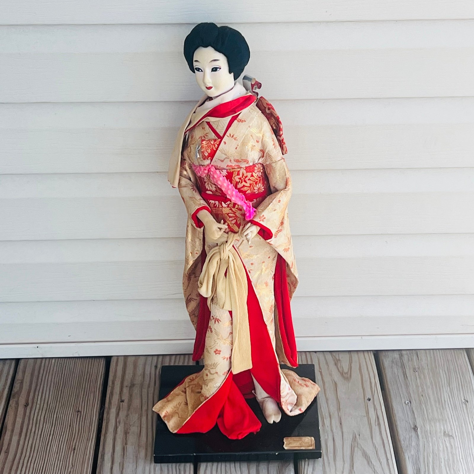 Vintage Japanese Nishi & Co Ltd Geisha Kabuki Doll Silk Fabric 1940's 23” Tall
