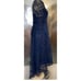 David's Bridal Lace High-Low Dress Navy Blue Embroidered Short Sleeves Sz 6