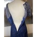 David's Bridal Lace High-Low Dress Navy Blue Embroidered Short Sleeves Sz 6