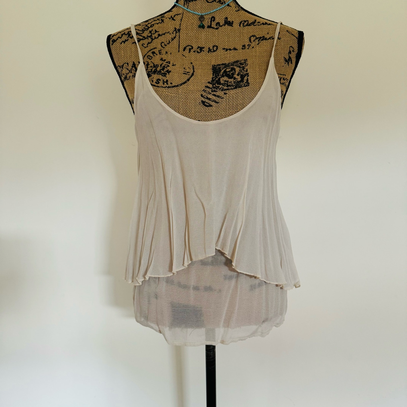 Twenty Easy by KAOS Cream Spaghetti Strap Layer Flowy Made in Italy Size Medium