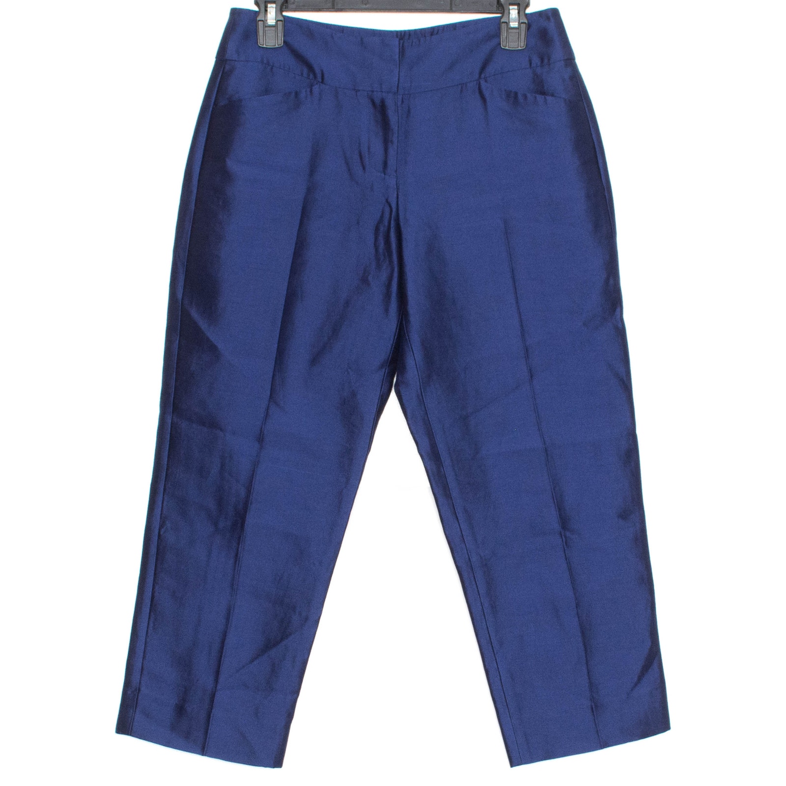 NWT Talbots Dress Pants Curvy Cropped Silk Preppy Minimalist Classic Blue Size 2