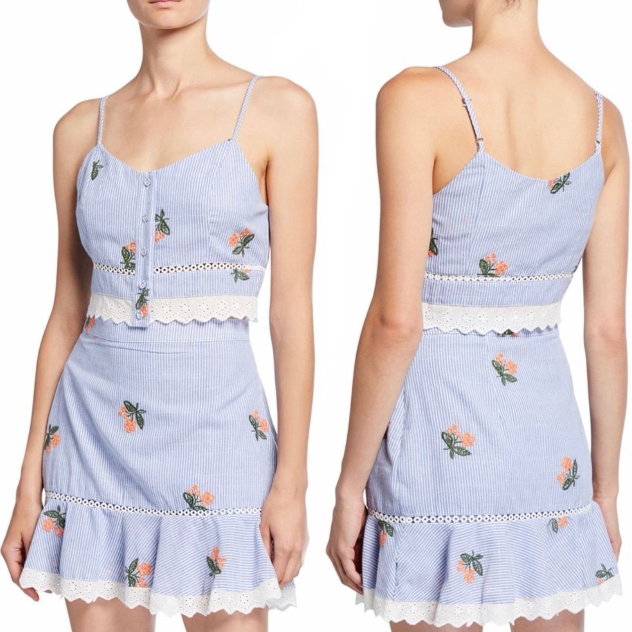 NWT J.O.A. Embroidered Floral Top & Skirt Set
