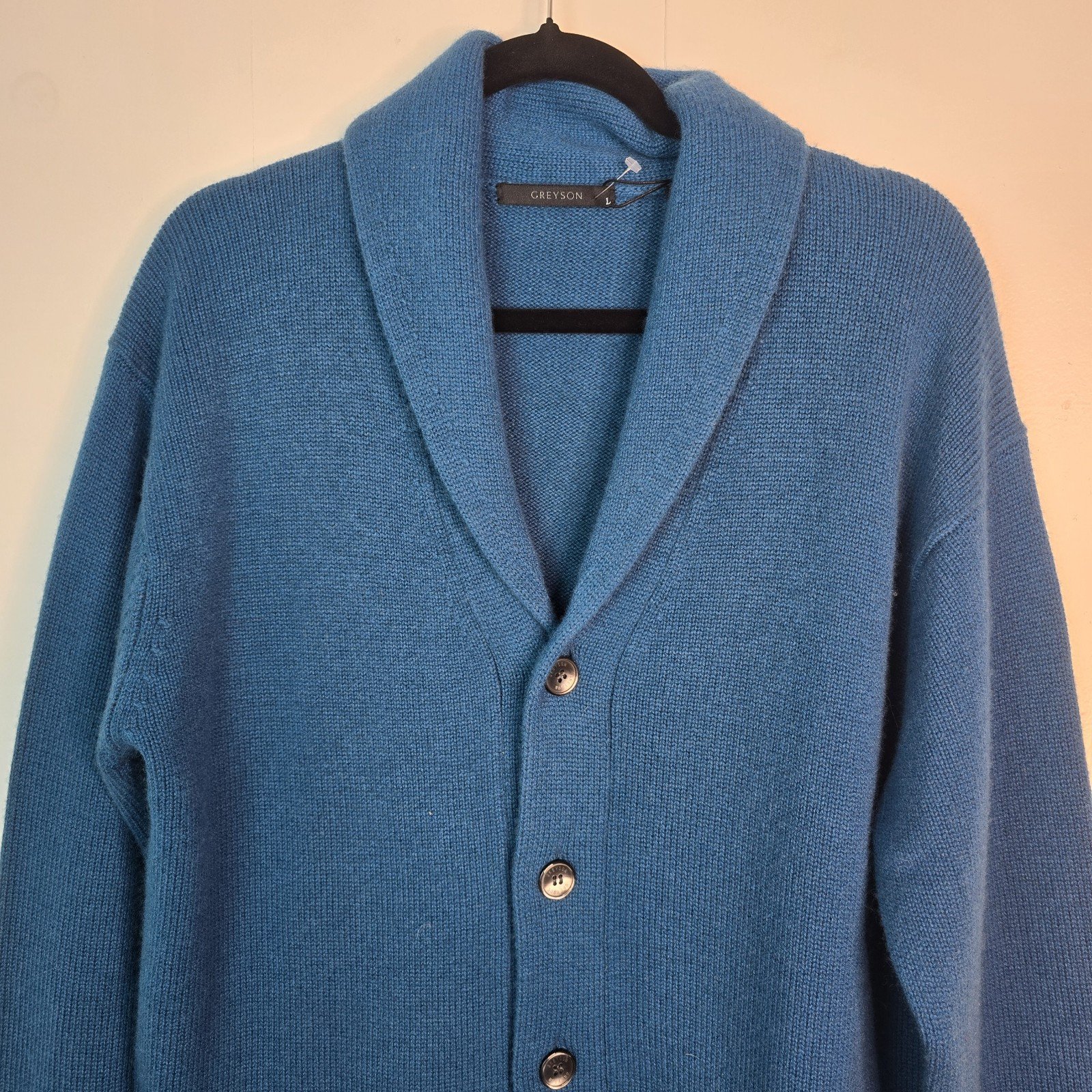 Men's Greyson Ottawa Shawl Cardigan-Orca Size Med New 450 Wool Cashmere blend