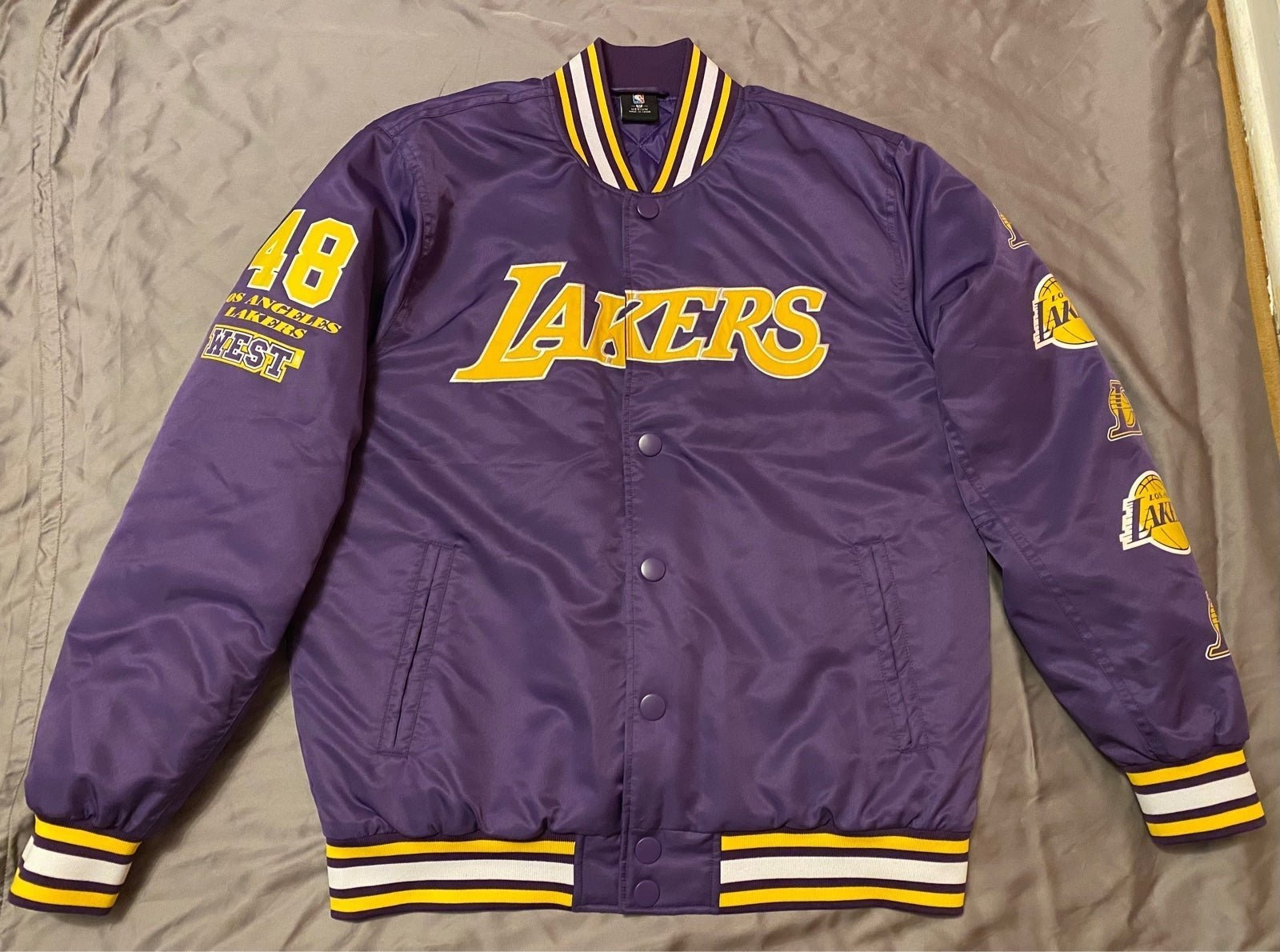 New NBA Los Angeles Lakers Varsity Bomber Jacket Coat, M