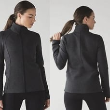 Lululemon Insculpt Zip Jacket Mock Neck Size 4 Heathered Black Ponte Knit