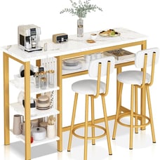 Furniture Kitchen Bar Height Table and Chairs for 2, 5-Tier Compact Dining Room