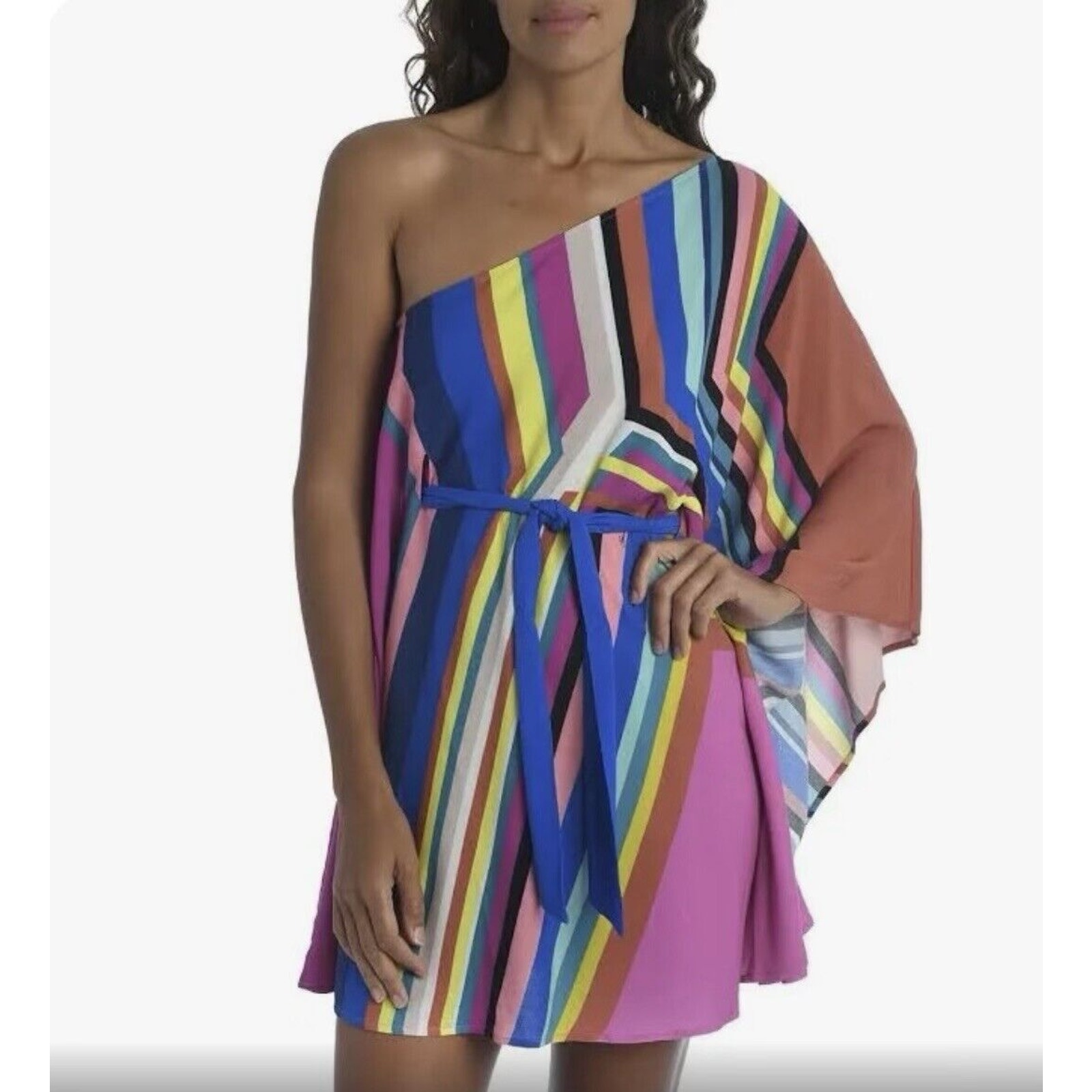 TRINA TURK ILLUSIONS STRIPE CAFTAN NWOT Swim Cover Up Colorful Chevron S/M