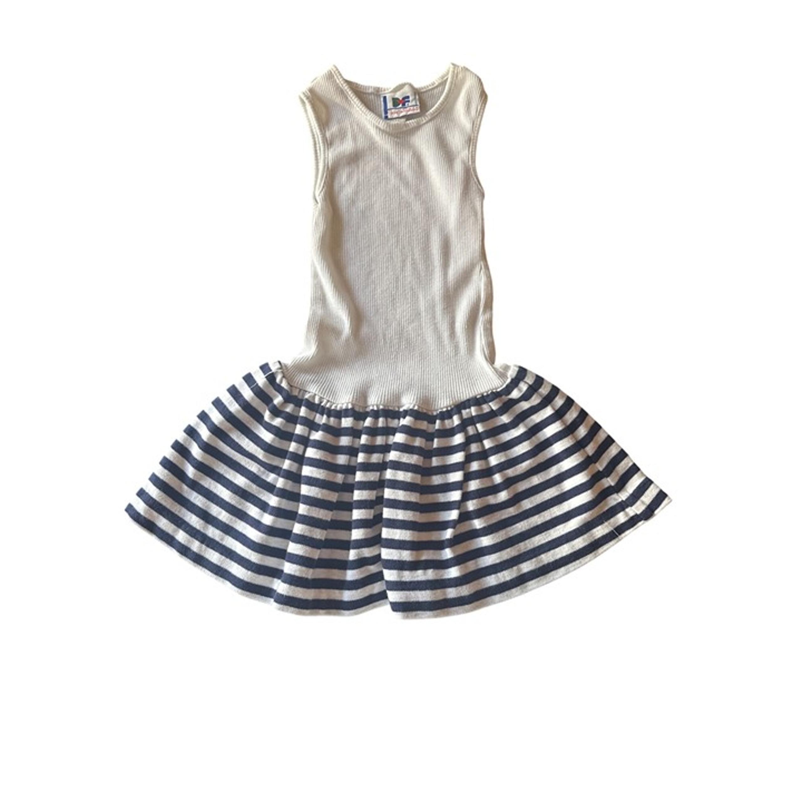 Diane Von Furstenberg Girls White Ribbed Tank Dress Blue Striped Skirt Size 6X