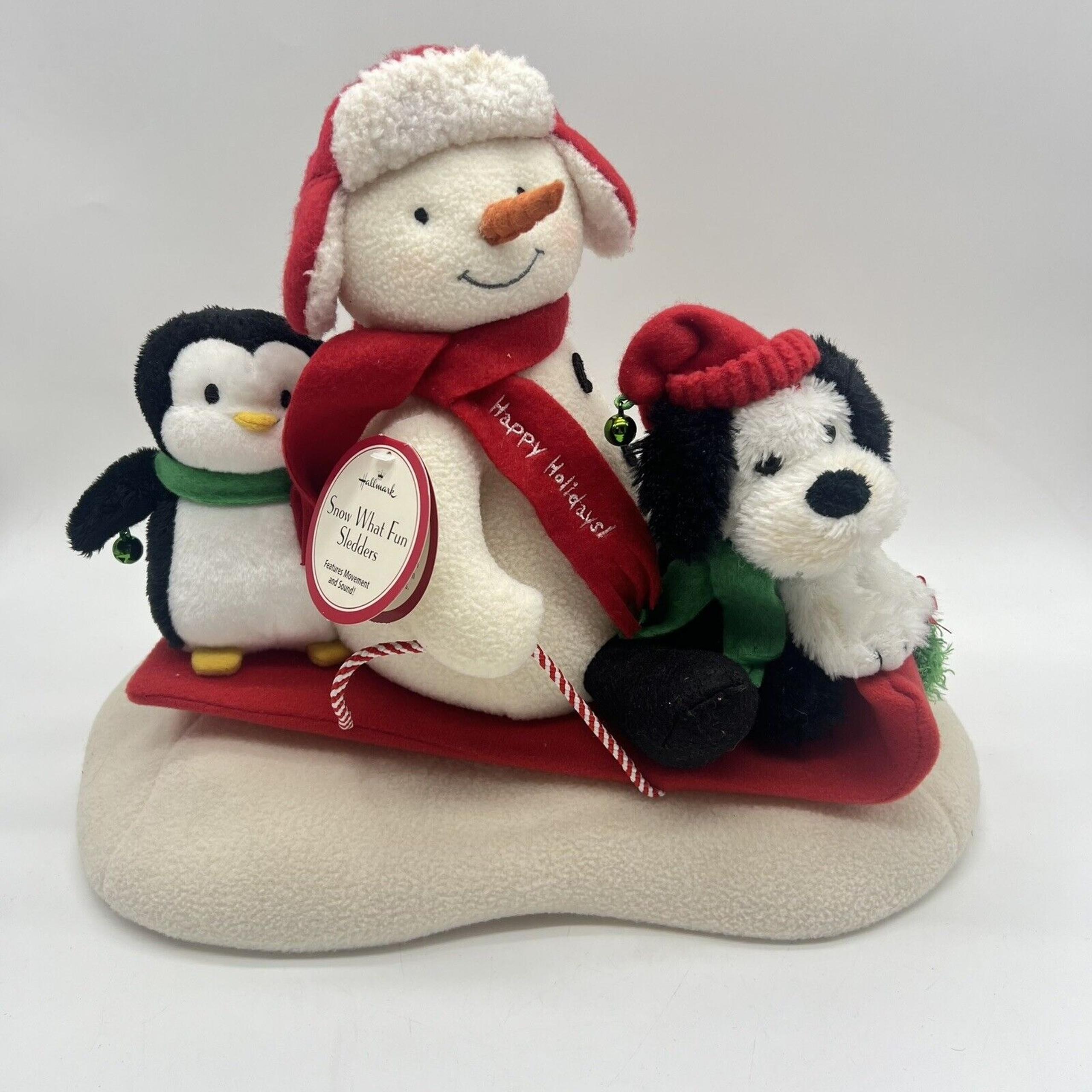 Hallmark Jingle Pals Animated Musical Plush Snowman Penguin Dog Sleigh Ride Read