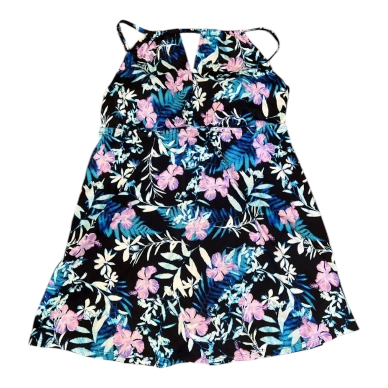 Swimsuits for All floral hi lo one piece Halter bathing suit Dress plus size 18