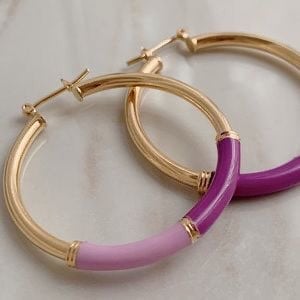 Enamel Tube Hoops | 18k Gold Filled p1786