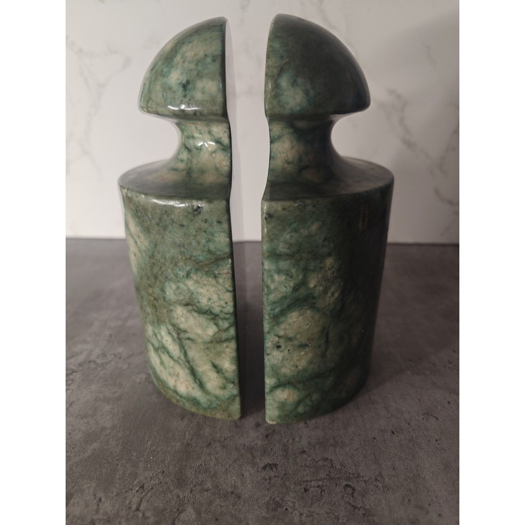 Vintage Green Alabaster Bookends Made In Italy