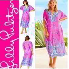 NWT Lilly Pulitzer Cuca Maxi Coverup S/M Pink Isle Slathouse Jungle Engineered