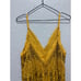 Free People Arizona Nights Embellished Slip Dress Beaded Sz XS Gold Boho Party