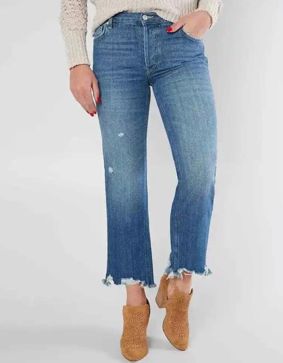 Free People Women’s Maggie Straight Leg Cropped Jeans in Sequoia Blue sz 25 NWT