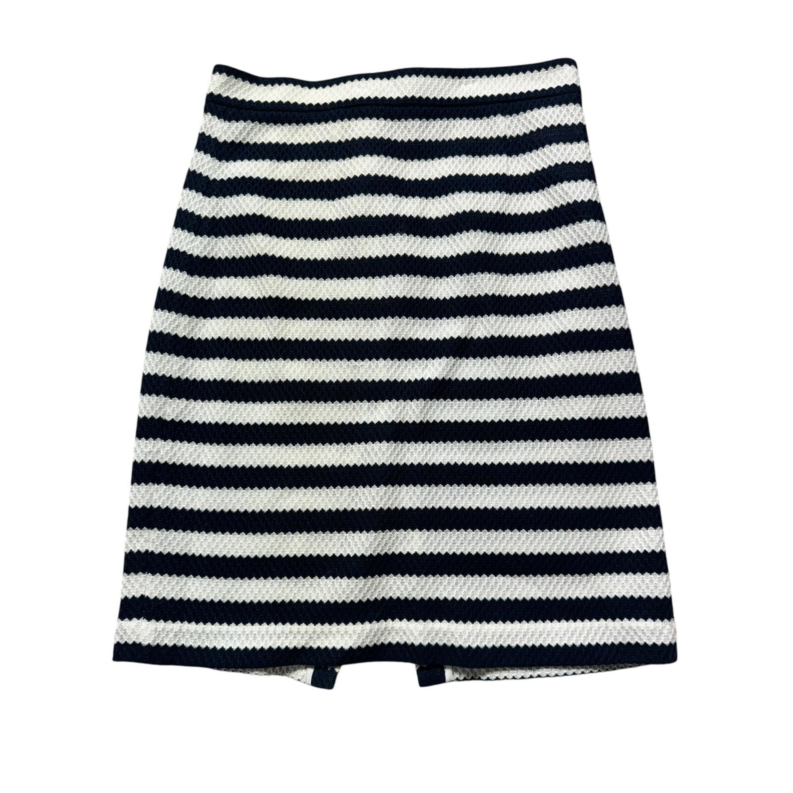 Diane Von Furstenberg Pencil Skirt Womens 8 Walda Navy Blue White Striped Knit