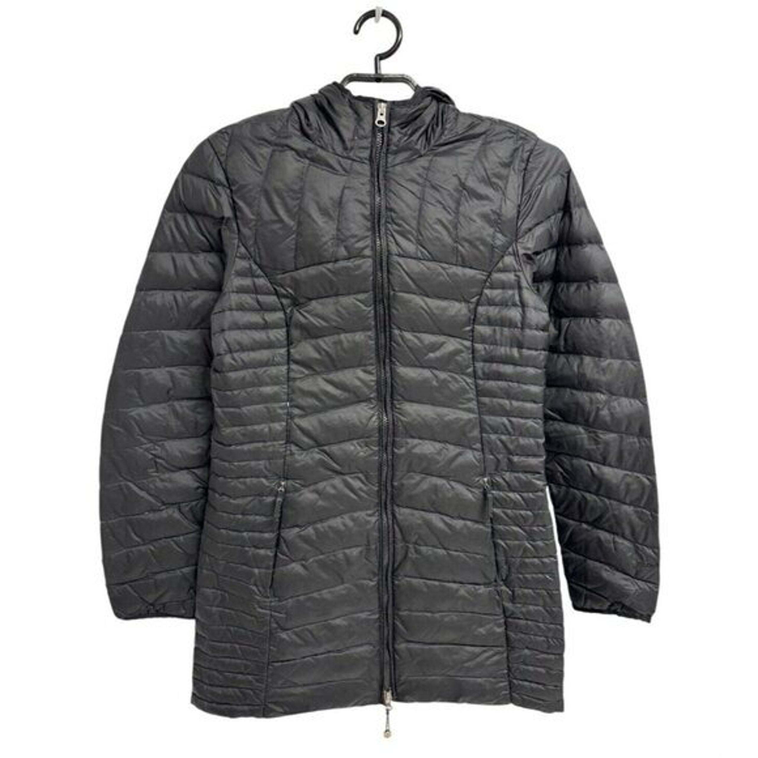 Eddie Bauer women's Goose Down long Hooded coat jacket black zip up size S