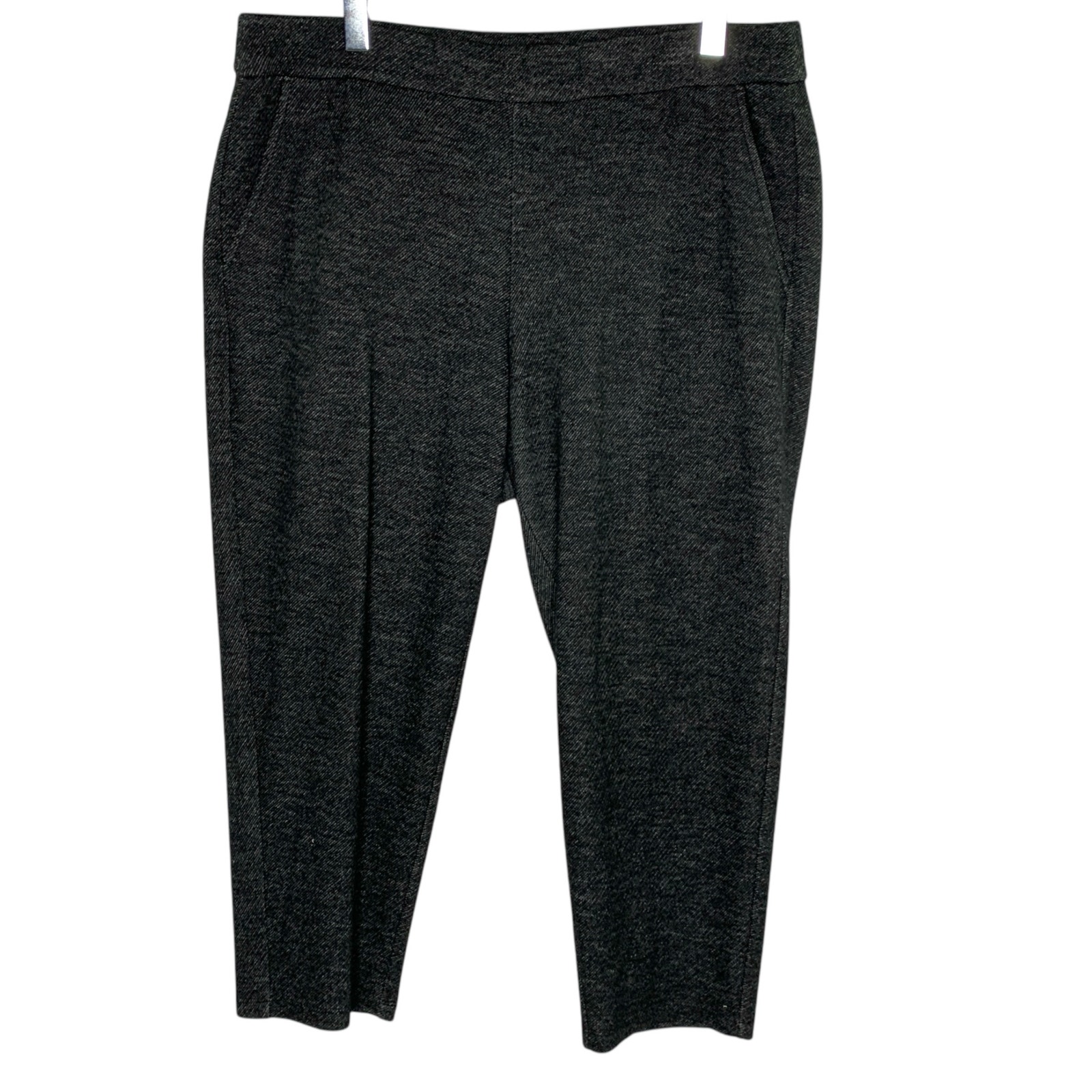 Eileen Fisher L Gray Womens High Rise Stretch Cropped Pants Tapered Textured