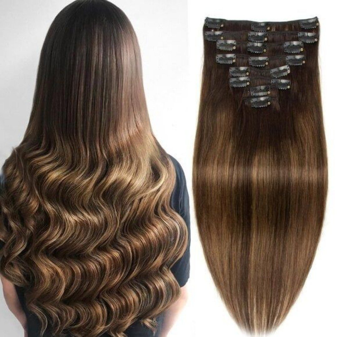 8PCS 18 or 18 Clips Brazilian Remy Straight Soft Hair Clip-In Hair Extensions