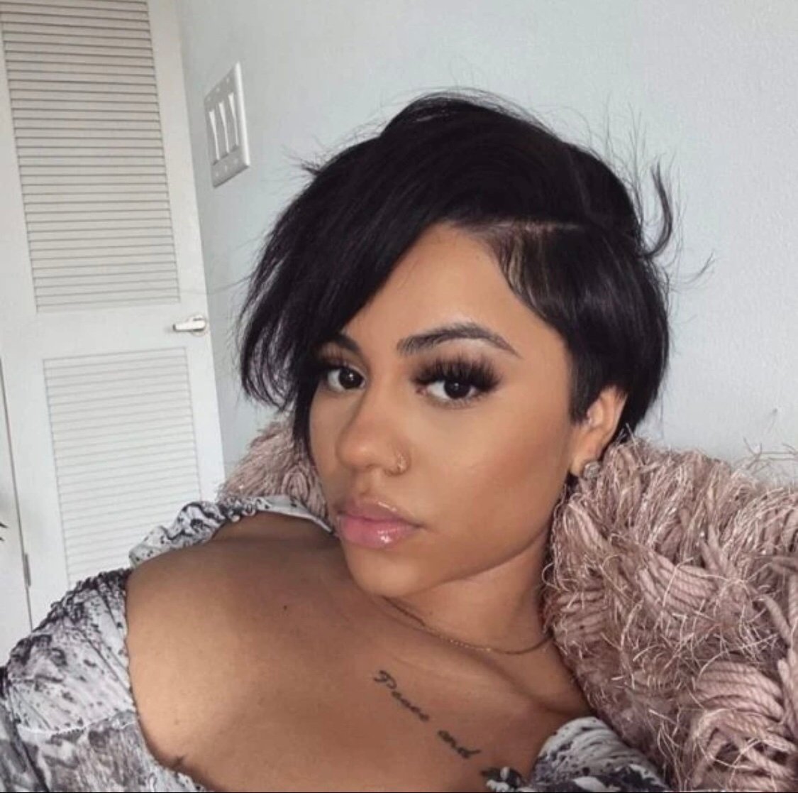 13x4 lace front black short pixie cut human hair wig