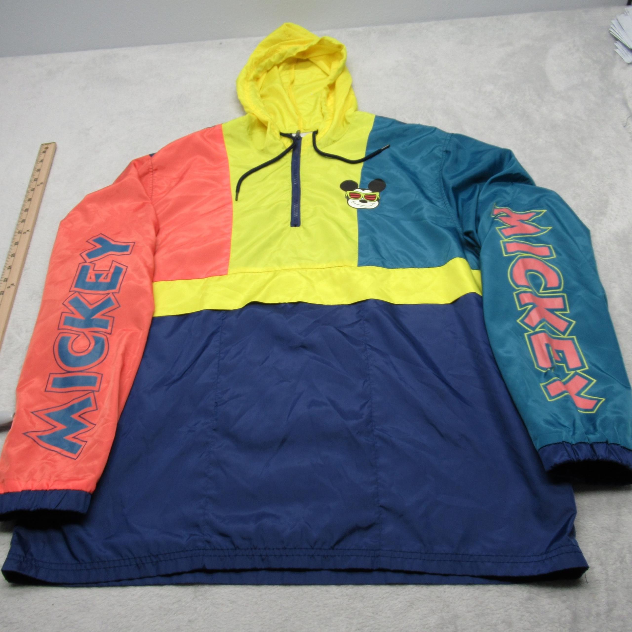 Disney Mickey Mouse Jacket Mens XL Multicolor Colorblock Pullover Windbreaker