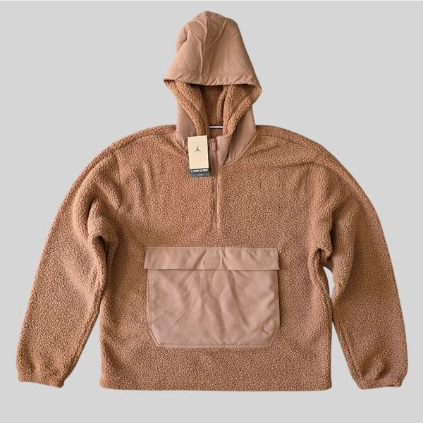 Air Jordan Flight Sherpa 1/2 Zip Pullover Hoodie Men's Size Large L FV7452-223