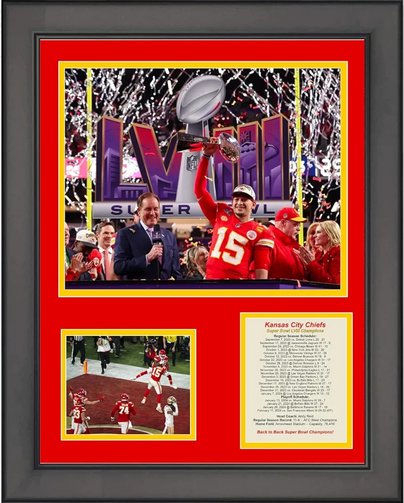 Kansas city Chiefs framed photo collage