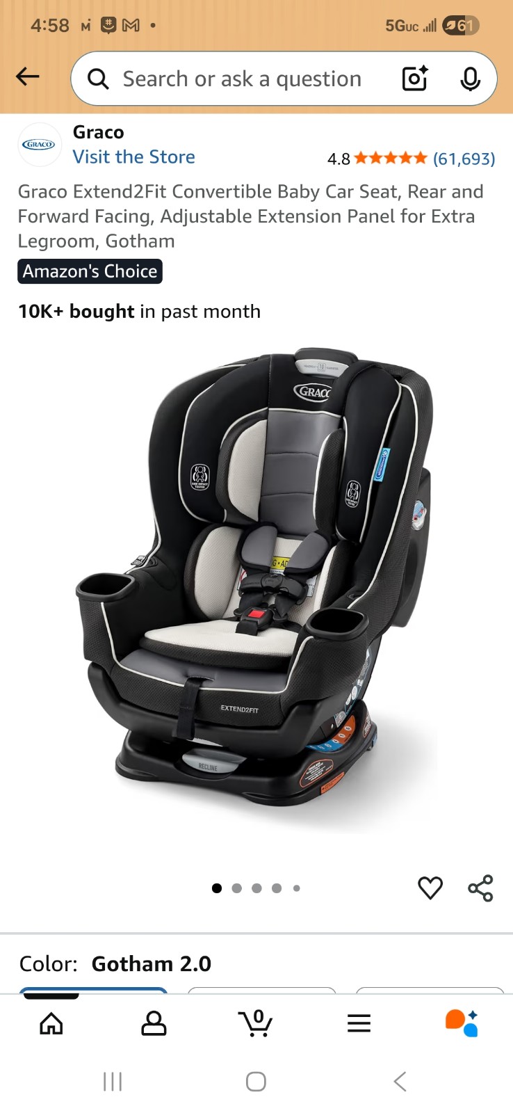 Brand new Graco Extend2Fit Convertible Car Seat Gotham