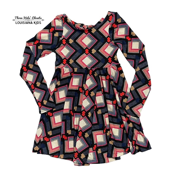 Lake & Ramona Sz 6 Custom Handmade Geometric Print Twirl Dress