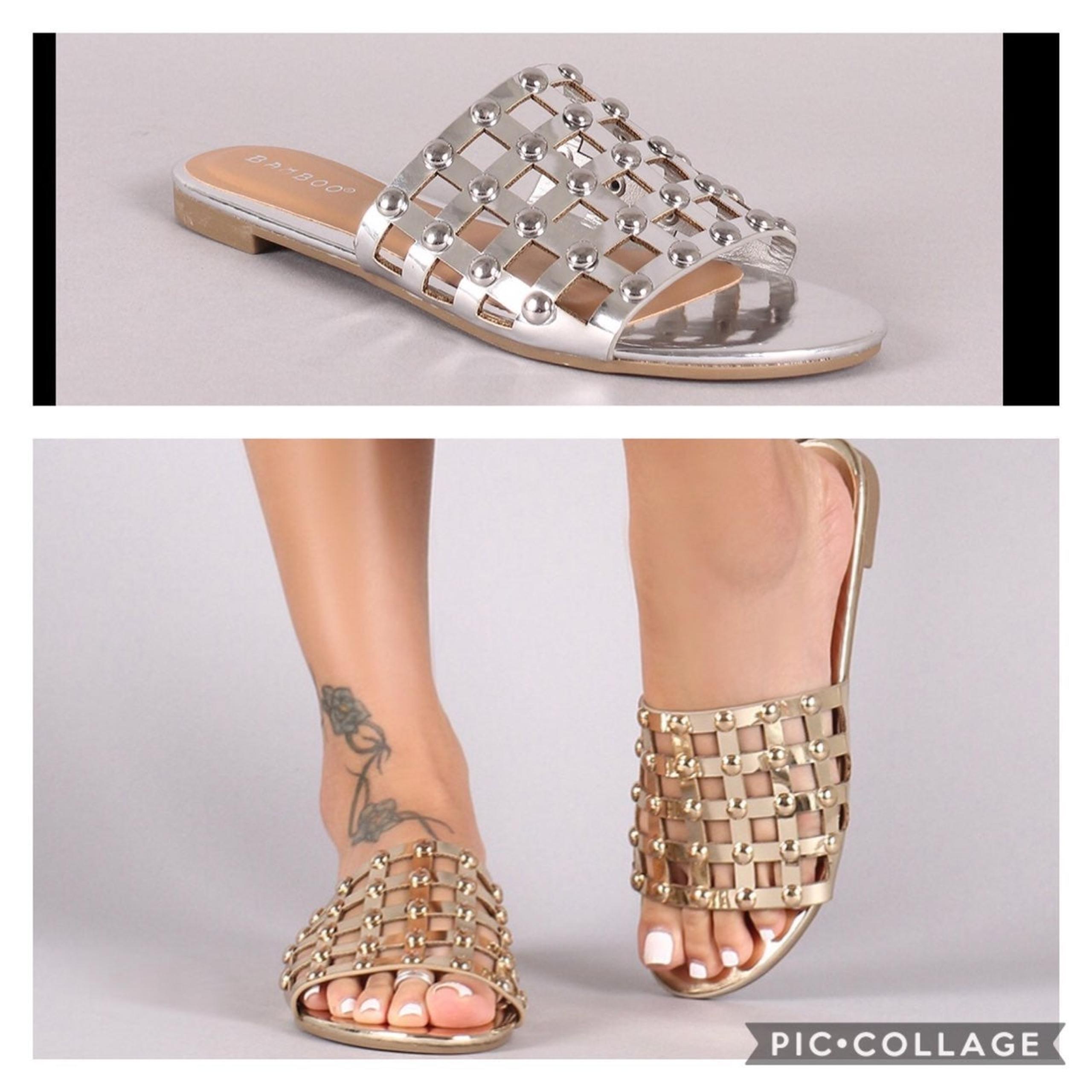 Bamboo Womens Studded Slides / Slip On