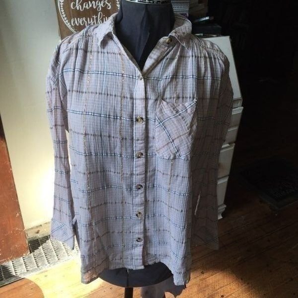 Free People plaid boyfriend shirt