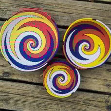 Set - 3 African wire wrapped Zulu baskets small, medium, large