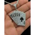 30 Rope Chain - 14K White Gold Finish Spades Cards.