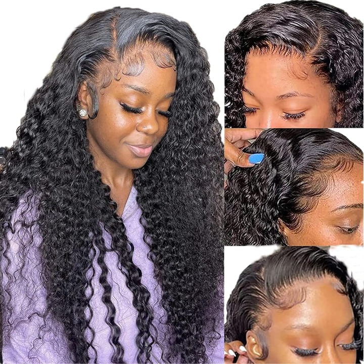 Wigs Wet Wavy Human Hair 13x4 Ear To Ear Lace Frontal Wig -8s53