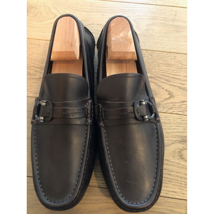Ferragamo Brown Leather Loafer with side buckle (Men's)