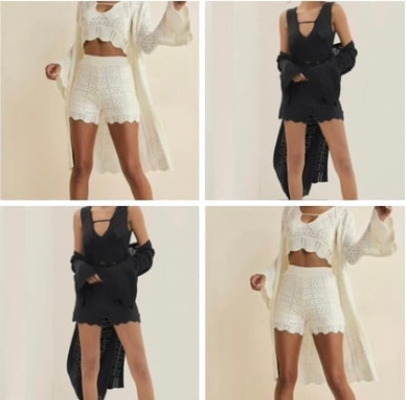 NWT - 2 Women’s Off White and Black 3 Piece Sweater & Short Sets